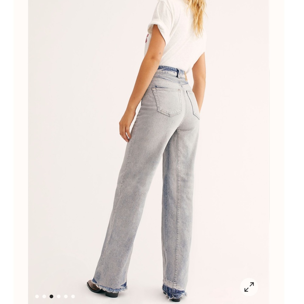 Free People relaxed straight slouch jean acid wash - Picture 4 of 10